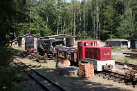 Magdeburgerforth  Vor den Toren der sächsisch-anhaltinischen Landeshauptstadt baut der Traditionsverein Kleinbahn des Kreises Jerichow I e.V. eine beachtliche Museumseisenbahn mit 5,3 Kilometer Länge auf. Vieles ist noch in Bau, einiges ist aber auch bereits fertig und verspricht eine wunderschöne historische Bahnanlage mit viel Atmosphäre. Wir sehen eine als 199 042-3 bezeichnete V 10 C im Vordergrund und die 1935 von Henschel gebaute »99 4721« (16. August 2018). : KJ-I, a - Aufnahmeort, a Deutschland, ao Magdeburgerforth, eb KJ-I 199 042-3, ef 250482 LKM (1969)