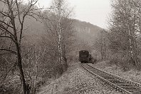 km 55,9  Hinter Blankenstein (Ruhr) verläuft die Strecke größtenteils entlang des alten Ruhrbetts und des Pleßbachs. Bis ins 15. Jahrhundert floss hier die Ruhr, doch verlagerte sich der Fluss 1486 nach einem Hochwasser einige hundert Meter weiter nach Norden. Nicht weit von dem Aufnahmestandort befindet sich auch das bekannte Wasserschloss »Haus Kemnade«, das heute einen eigenen Haltepunkt an der Ruhrtalbahn besitzt (3. April 1988). : 236 (DB V 36 / DR V 36), DGEG - Deutsche Gesellschaft für Eisenbahngeschichte, O&K, Triebfahrzeuge, a Deutschland, eb DB V 36 231 / 236 231-7, eb DGEG V 36 231, ef - Hersteller, ef 21129 O&K Drewitz (1939), es 2400 km 55-9