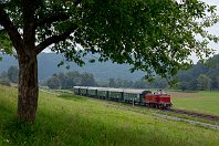 km 64,7  Fast die gleiche Stelle wie auf dem vorangegangenen Bild, nun aber mit der von den Osnabrücker Dampflokfreunden betriebsfähig erhaltenen V 65 001. Tatsächlich wurden die Maschinen von 1956 bis 1961 von Frankenberg und Marburg aus auch auf dieser Strecke im Personen- und Güterverkehr eingesetzt und kamen dabei bis nach Bestwig, Brilon und Kassel. Leider blieb es nur bei 15 Loks, die die DB beschaffte und lediglich 20 Jahre lang einsetzte (Ederbringhausen, 12. September 2015). : 265 (DB V 65), 92 80 3265, ODF - Osnabrücker Dampflokfreunde, Str 2972 Warburg - Korbach - Marburg, a - Aufnahmeort, a Deutschland, ao Vöhl, ao Vöhl-Ederbringhausen, eb DB 265 001-8, eb ODF V 65 001, ef 600004 MaK (1956), en 92 80 3265 001, es 2972 km 64-7