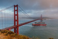 Golden Gate  Die Golden-Gate-Brücke aus dem Jahre 1937 dürfte eines der meistfotografierten Motive Nordamerikas sein. Hier mussten wir natürlich auch ein paar Bilder schießen. Unsere anfängliche Enttäuschung über das schlechte Wetter und des aufziehenden Seenebels wich bald großer Begeisterung über die ganz besondere Lichtstimmung (25. Juni 2009).